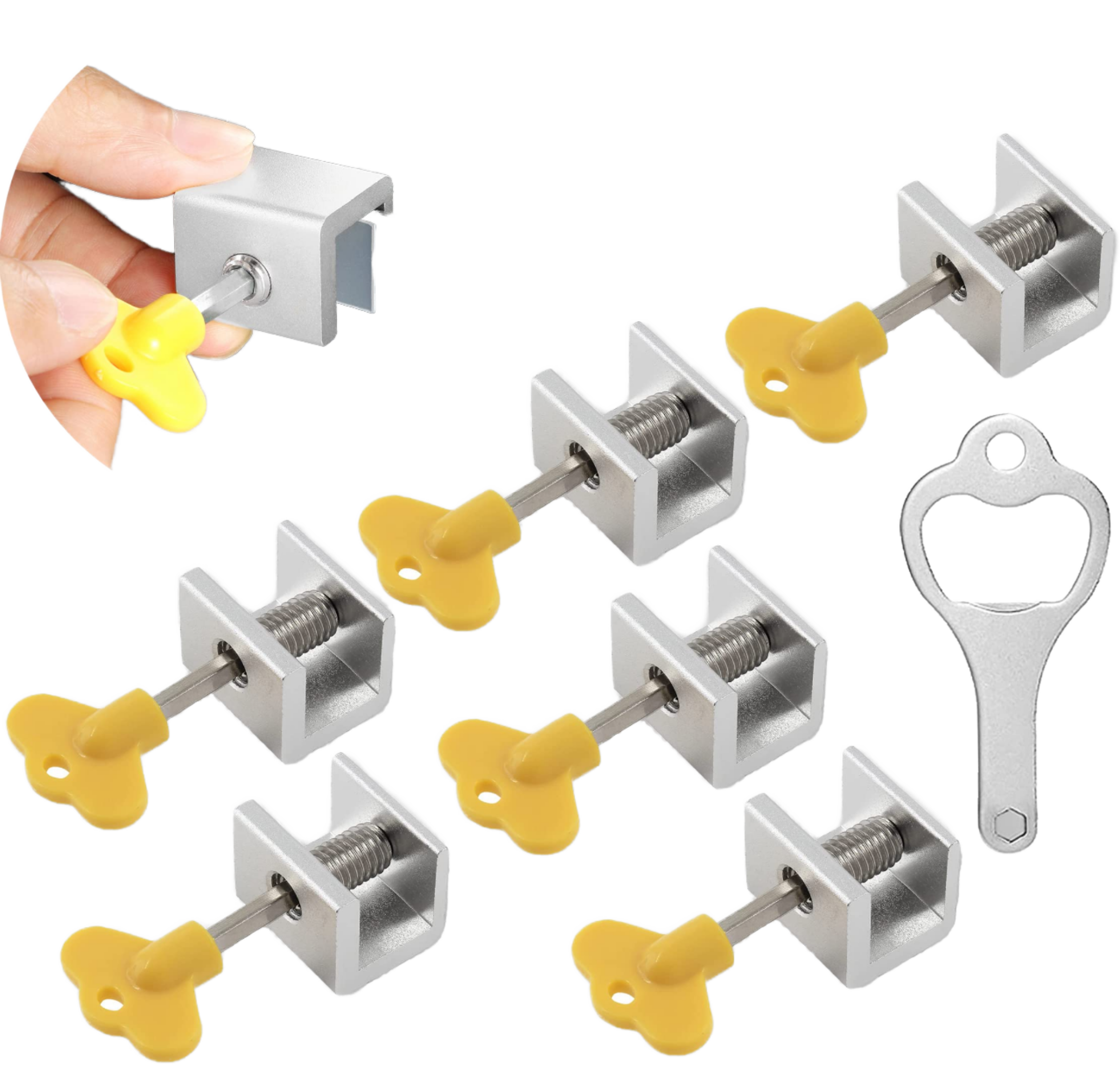 Adjustable Sliding Double Window Locks Aluminum Alloy Door Frame Furniture Lock Plastic Key 7-23mm Fitting Home Office 360