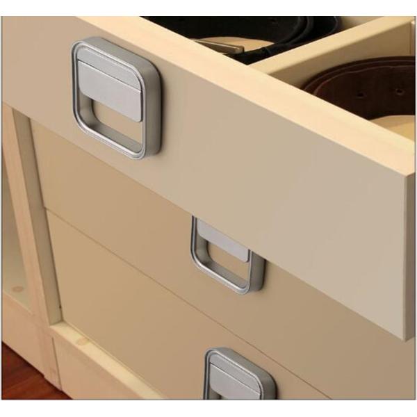 Brush Black Hidden Drawer Pulls Kitchen Cabinet Knobs / Closet Square ring Pulls Furniture Fittings