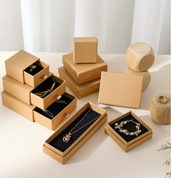 Custom Kraft Jewelry Box Set with Drawer Organizers