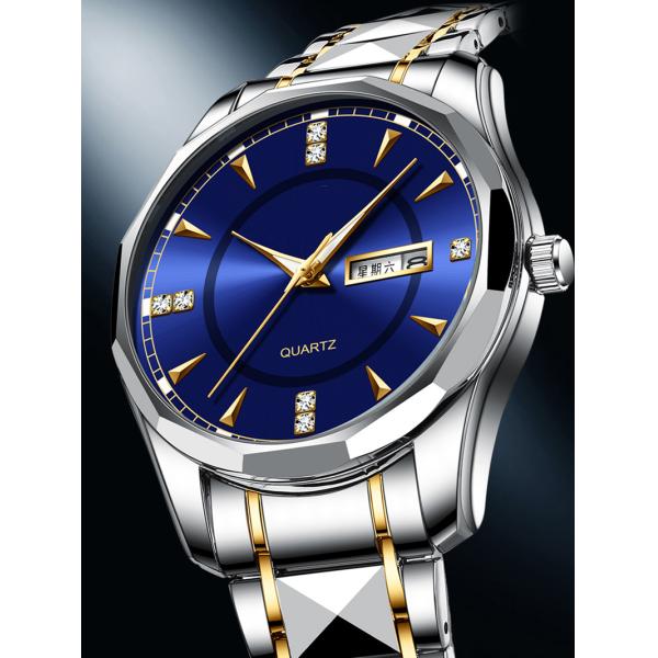Tungsten Steel Calendar Quartz Watch Waterproof Men'S Wrist Watches