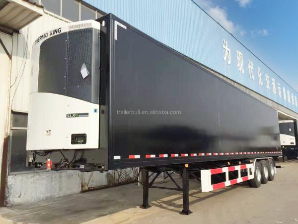 Stainless Steel 45ft 3 Axle Frozen Meat Refrigerated Trailer with Thermoking Carrier Units