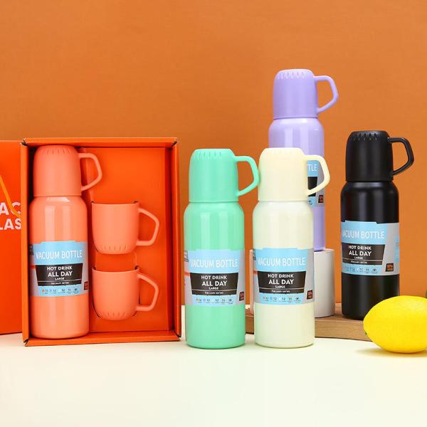 304 Stainless Steel Vacuum Insulated Bottle Set for Business Gift Box 3 Lids Included
