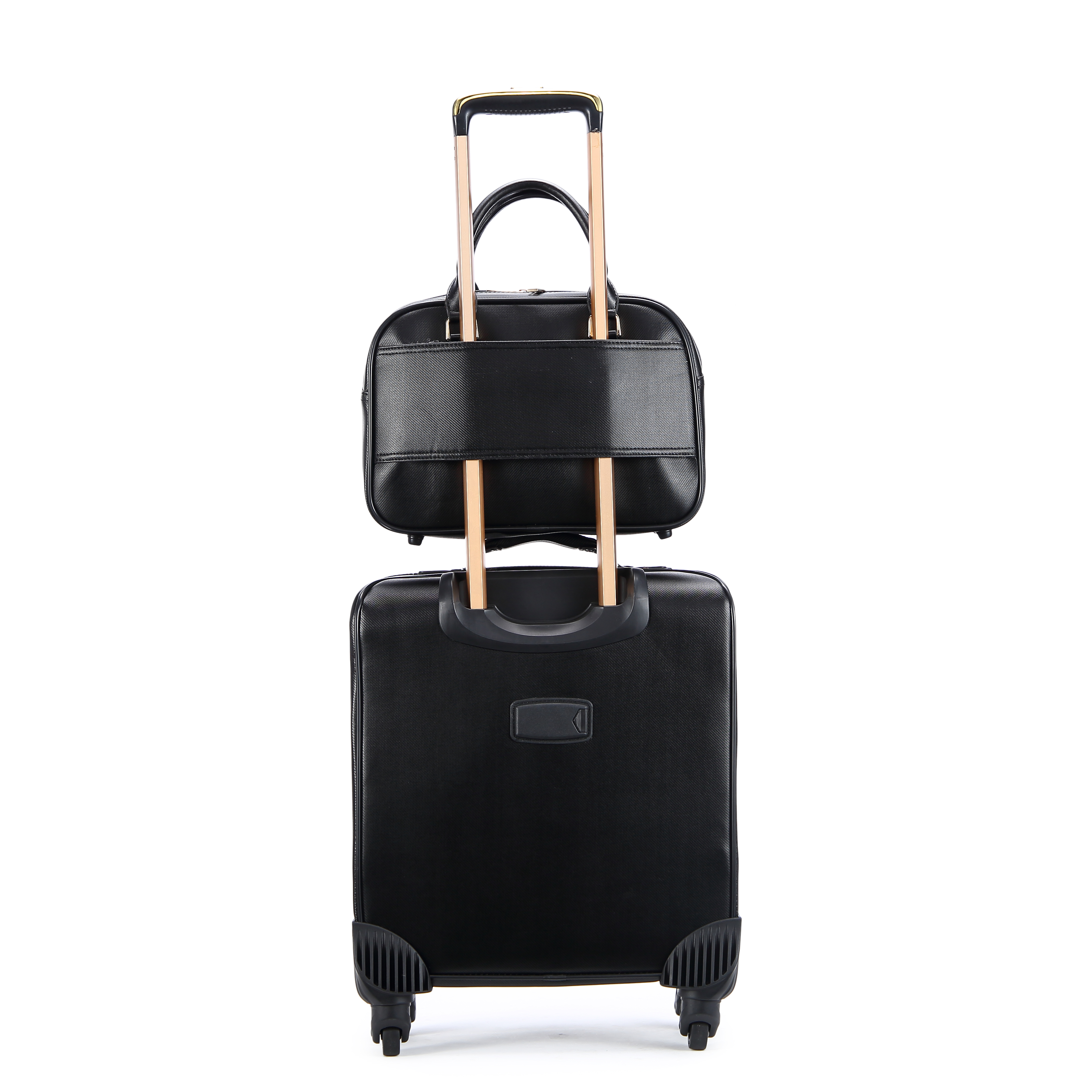 Unisex Portable On-the-Go Aluminum Travel Bag Set Convenient PU Material with Spinner Caster for Business Travel