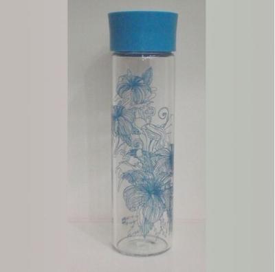 Colorful Single-wall Glass Water Bottles, 500ml high borosilicate water glass bottle