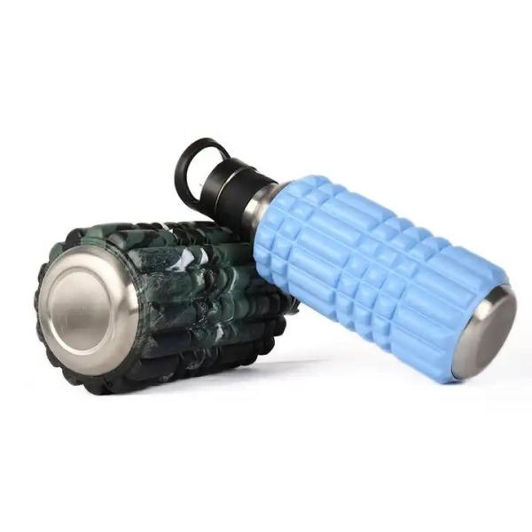 Fashion Multi-function drinking sports water roller bottle foam roller water bottle