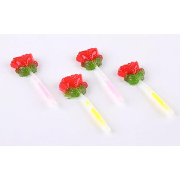 Fluorescence Light Up Candy Rose Flower Shape Lollipop With Lighting Stick