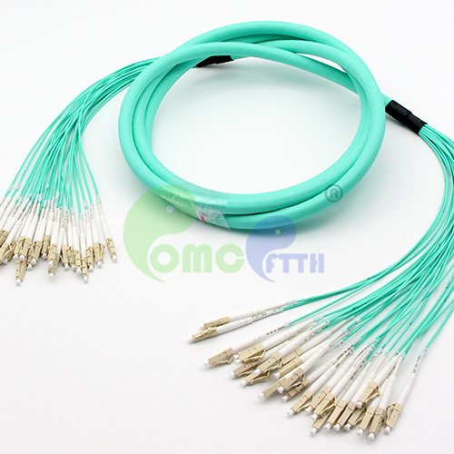 24F OM3 Fiber Optic Patch Cables LC UPC- LC UPC 50 / 125 Aqua LSZH Fiber Jumper with Straight breakout 2.0mm tail