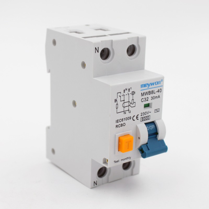 6A 10A 16A 20A 25A 32A 40A Electro Magnetic Type RCBO Residual Current Circuit Breaker 2P 4P 30mA with RCBO Made of Copper