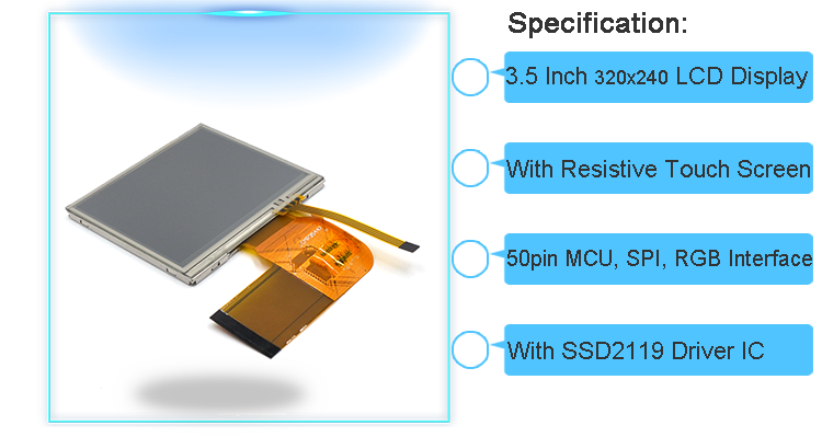 3.5 Inch Resistive SPI Color TFT LCD Panel Touch Screen Display Module 320x240