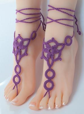 Crochet Barefoot, Nude shoes, Foot Jewelry, Beach Wedding, Sexy Anklet , Bellydanc