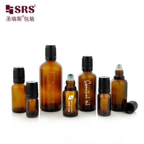 BLPF-30ML Empty Amber Glass Roller Bottles UV Proof With Child Resistant Cap