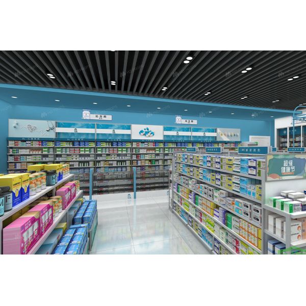 04-XDZYS003 Drugstore Store Shelf Pharmacy Shop Fitting Pharmacy Led Display for Medicine Shop Interior Design