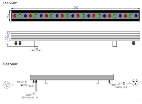 24 Pcs * 3W RGB LED Wall Washer Light 1000mm Outdoor Led Wall Washer IP65
