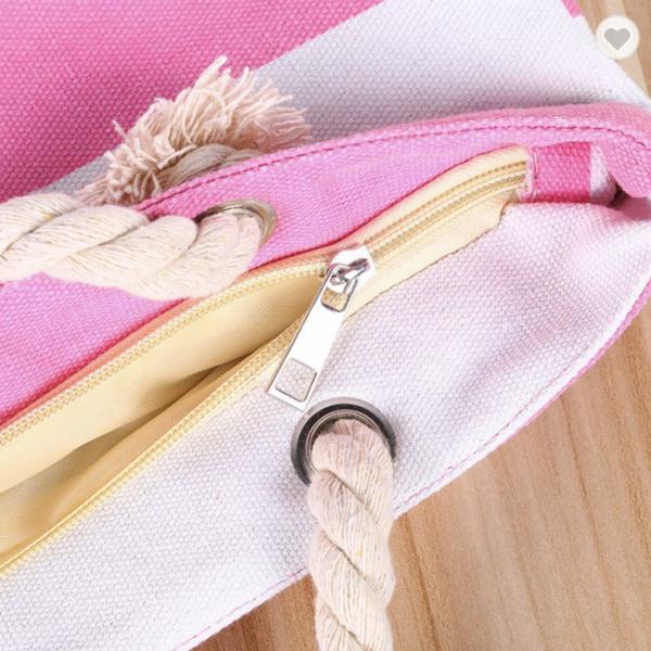 ODM Stripe Promotional Cotton Fabric Bag For Supermarket Shopping ODM Sturdy Canvas Plain Grocery Canvas Tote Bags Cotton Shoulder Bag