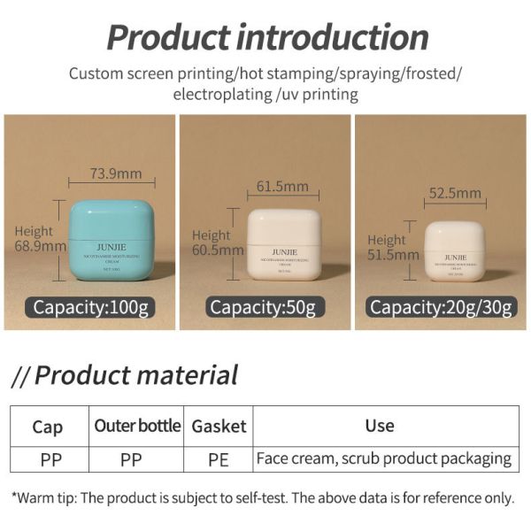 Square Double Layer PP Plastic Jar with Lid 50g 30g Empty Cosmetic Jars for Lotion Cream Scrub Eye Cream Lipstick