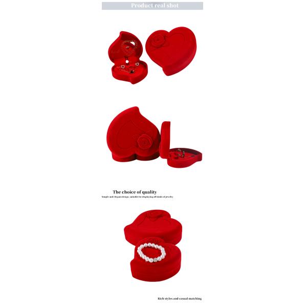Velvet Jewelry Box for Red Love Ring Necklace and Stud Earrings Set Custom Packaging