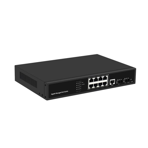 8 портов PoE Vlan Управляемый гигабитный волоконный переключатель Realtek Chip 120W Бюджетный вход AC