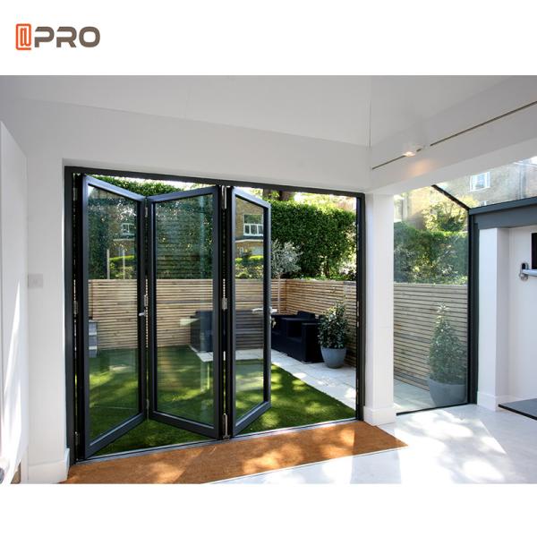 Triple Glass Aluminum Folding Doors Telescopic Balcony Sliding Glass Door
