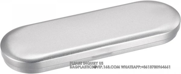 Metal Stationery Box Pencil Case Empty Hinged Tin Box Silver Pen Holders Tinplate Storage Containers
