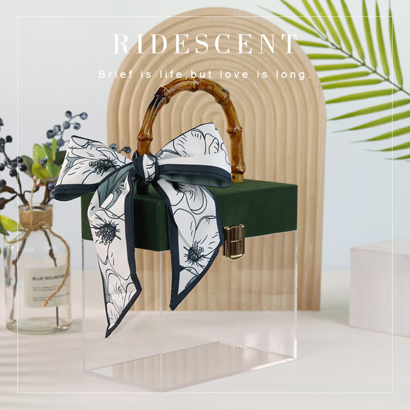 New Arrival Bamboo Acrylic Gift Box Empty Rectangle Injection Molded Wedding Birthday Gifts Storage Box