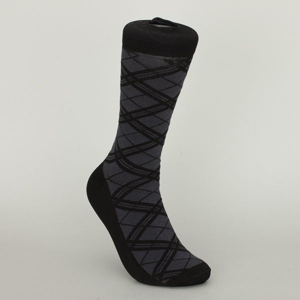 Blue / Black Rhombbus Cotton Dress Socks For Young Men Custom Made Size