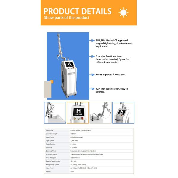 High Power Co2 Fractional Laser Machine for Vaginal Tightening HUAMEI CE 4D Touch Screen