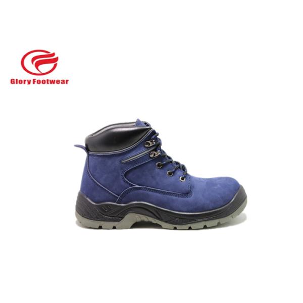 Blue Suede Leather Double Density Safety Shoes  For Engineers Anti Split Winter