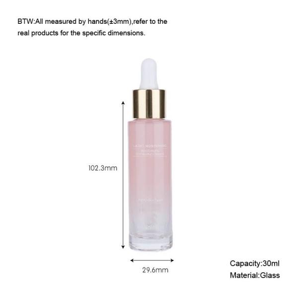 30 мл прозрачные стеклянные пустые бутылки для капель Градиентный розовый с платиновой капсулой