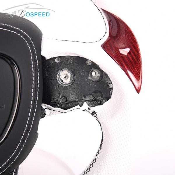 Custom White Carbon Fiber Challenger Steering Wheel Smooth Leather