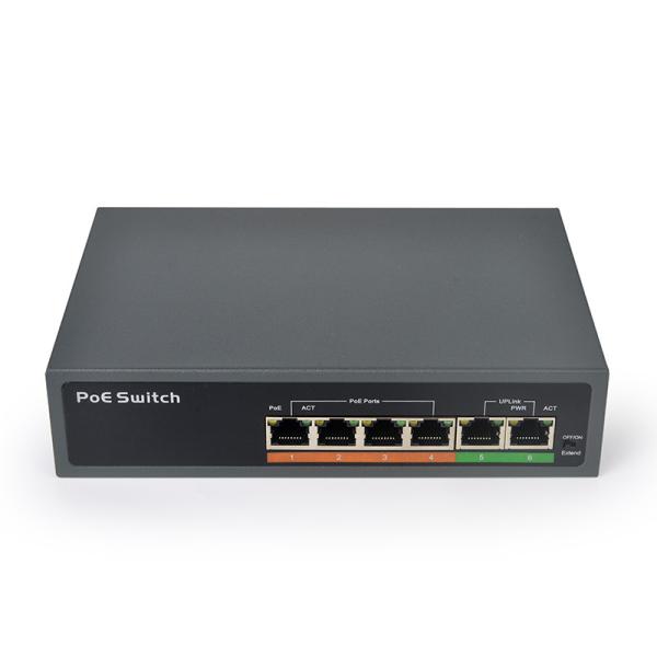 full metal case 4 ports 100Mbps IEEE 802.3af/a standard 65W power backplane bandwidth 1.2 Gbps uplink port POE switch