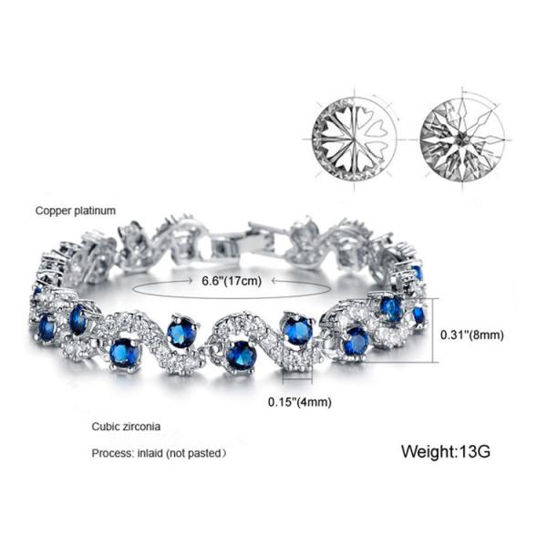 Platinum Plated Clear Cubic Zirconia Tennis Bracelet for Women Jewelry (JDS931BLUE)