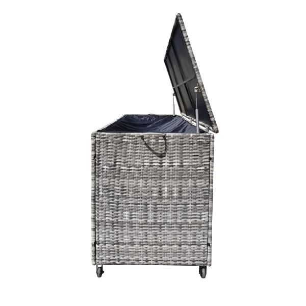 Spacious Multifunctional Wicker Rattan Garden Storage Box with Wheels by AJUNION