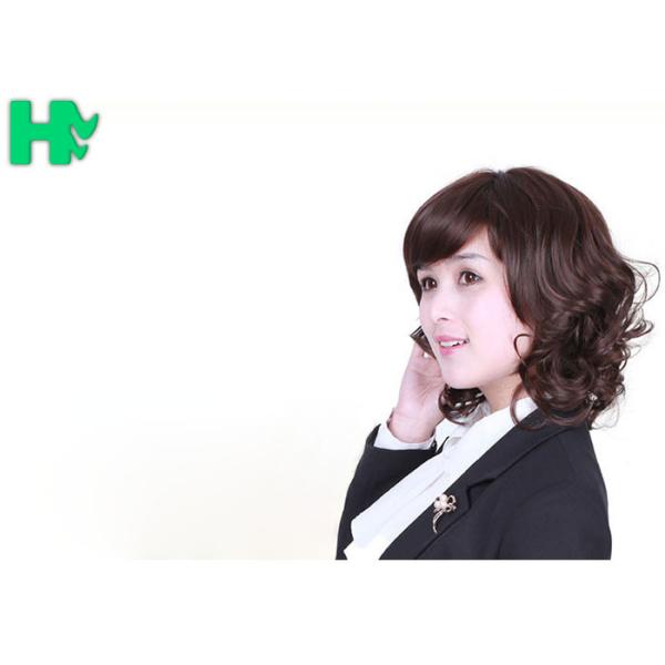 100% Density Short Cut Coarse Lady Deep Brown Hair Wig / Synthetic Bob Wigs