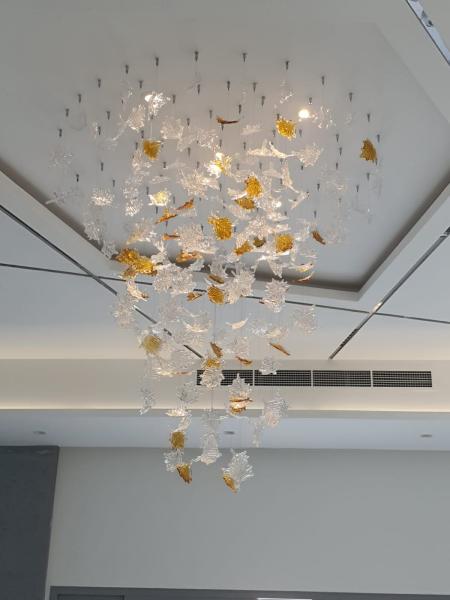 Décoration intérieure moderne Custom Hotel Club Glass Led Grand Projet Lustre Pendant Lamp