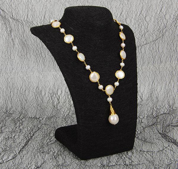 Natural Baroque Pearl necklace Cassic large irregular baroque pearl necklace  Baroque Pearl Metal Charm Necklaces Choker