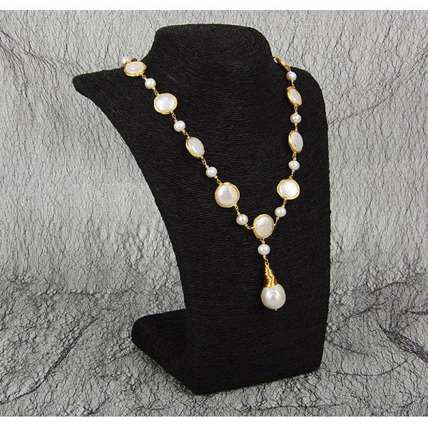 Natural Baroque Pearl necklace Cassic large irregular baroque pearl necklace Baroque Pearl Metal Charm Necklaces Choker