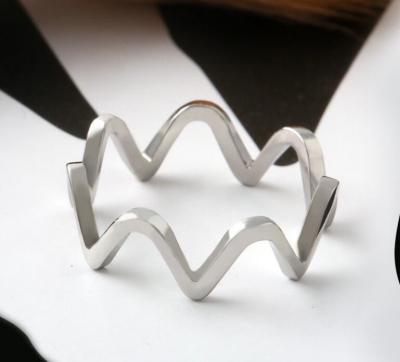 Wavy Shape Siver Color  Ring ECG Design Stainless Steel Ring