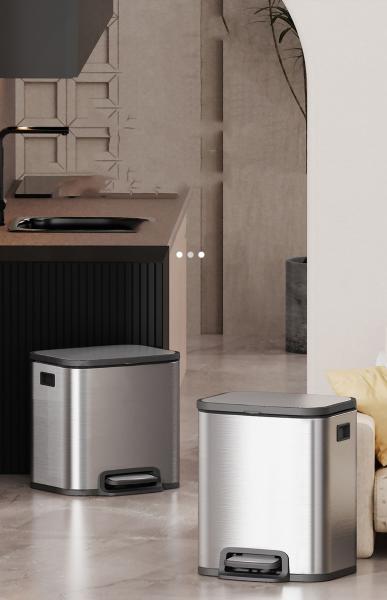 Commercial Large Covered Kitchen Waste Sorting Stainless Steel Treadle Dry and Wet Separation Stainless Steel Trash Can