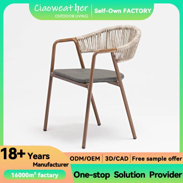 Muebles para el exterior de oficina de hogar de aluminio de metal con respaldo alto patio de ratán sillas de jardín para el conjunto general en muebles de exterior