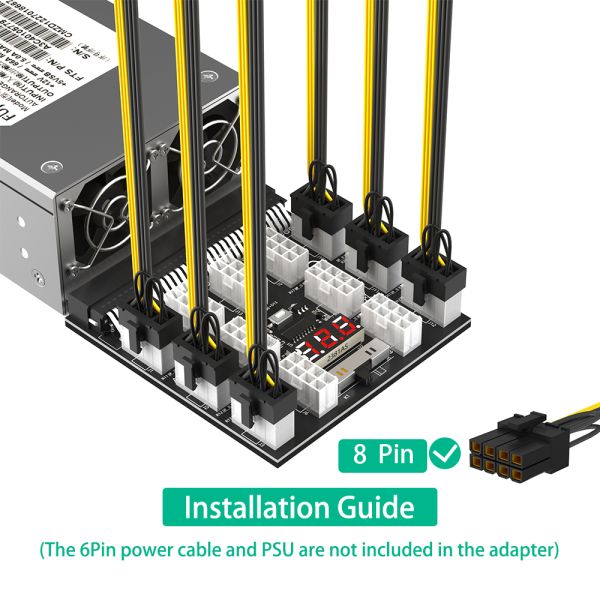 Upgrade Version ATX Power Supply Breakout Board with 1200W Power Support Digital Temperature and LED Voltage Display for Mining