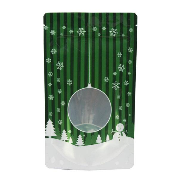 Custom New Year Merry Christmas Zip Lock Bag Plastic Gift Packaging Bag Candy Sweet Cookie Food Stand Up Pouch