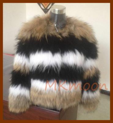 colorful Racoon fur coat -MKM108#