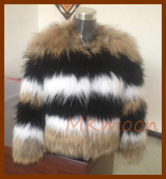 colorful Racoon fur coat -MKM108#