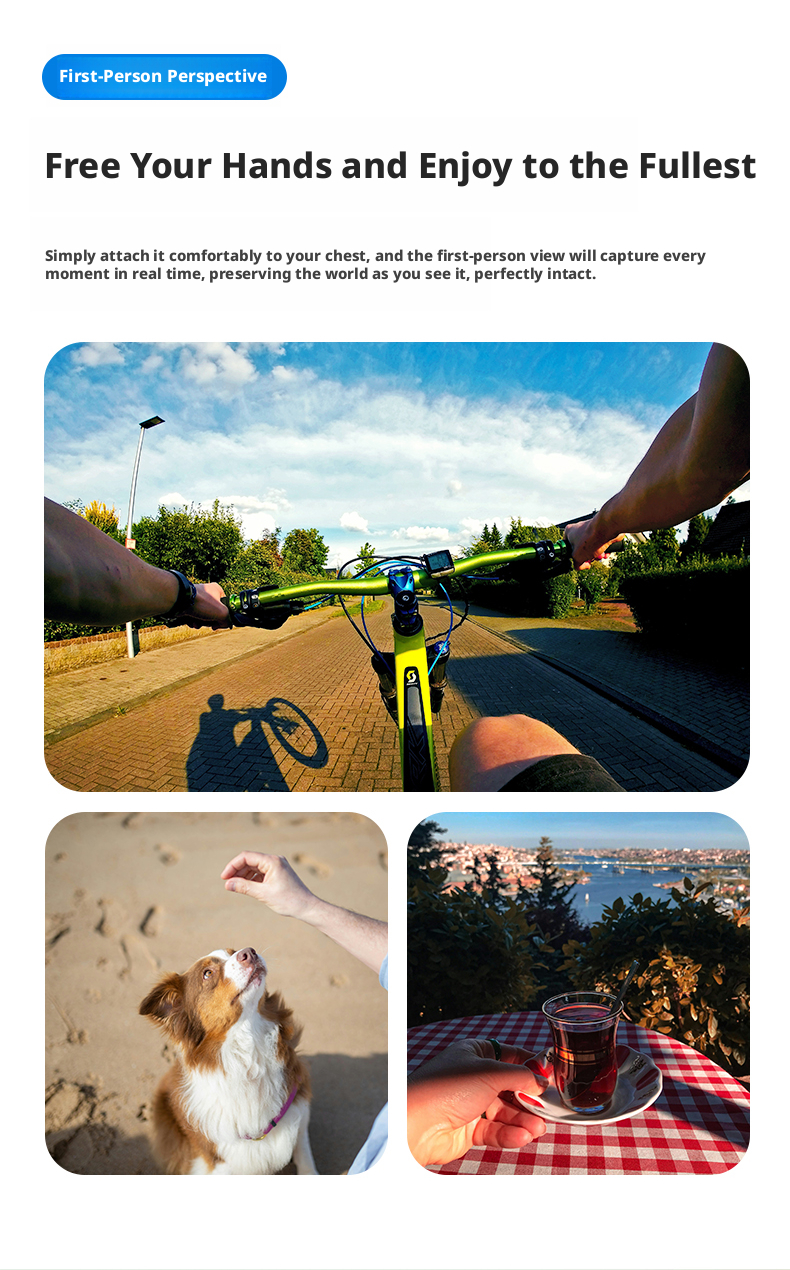 Thumb Camera 170° Wide Angle Mini Action Camera WiFi Pet Camera 120min Battery for Travel Outdoor Hiking Adventure