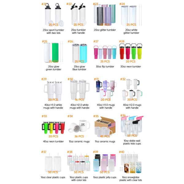 USA Warehouse FREE Shipping 3-40oz Sublimation Cups Plastic Colored Mugs Clear Frosted Tumbler for Kids Premium Drinkware