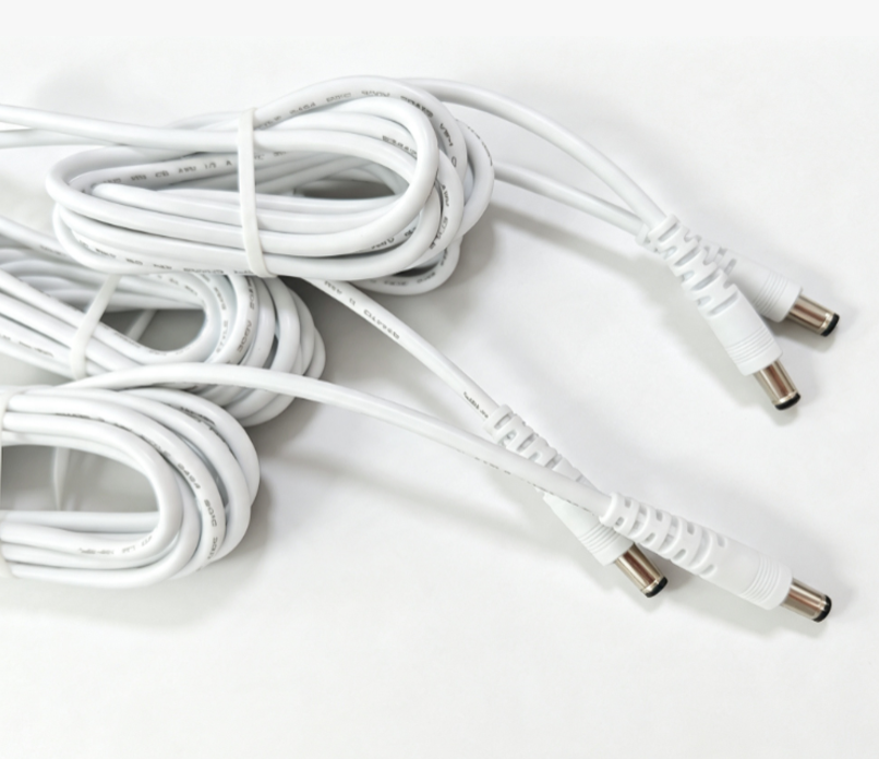 Off-White UL2464 20AWG DC Power Cable 5.5*2.1mm Male Plug To Stripped Tinned Wire End 300V Low Voltage Extension Cord For LED Strip CCTV Camera