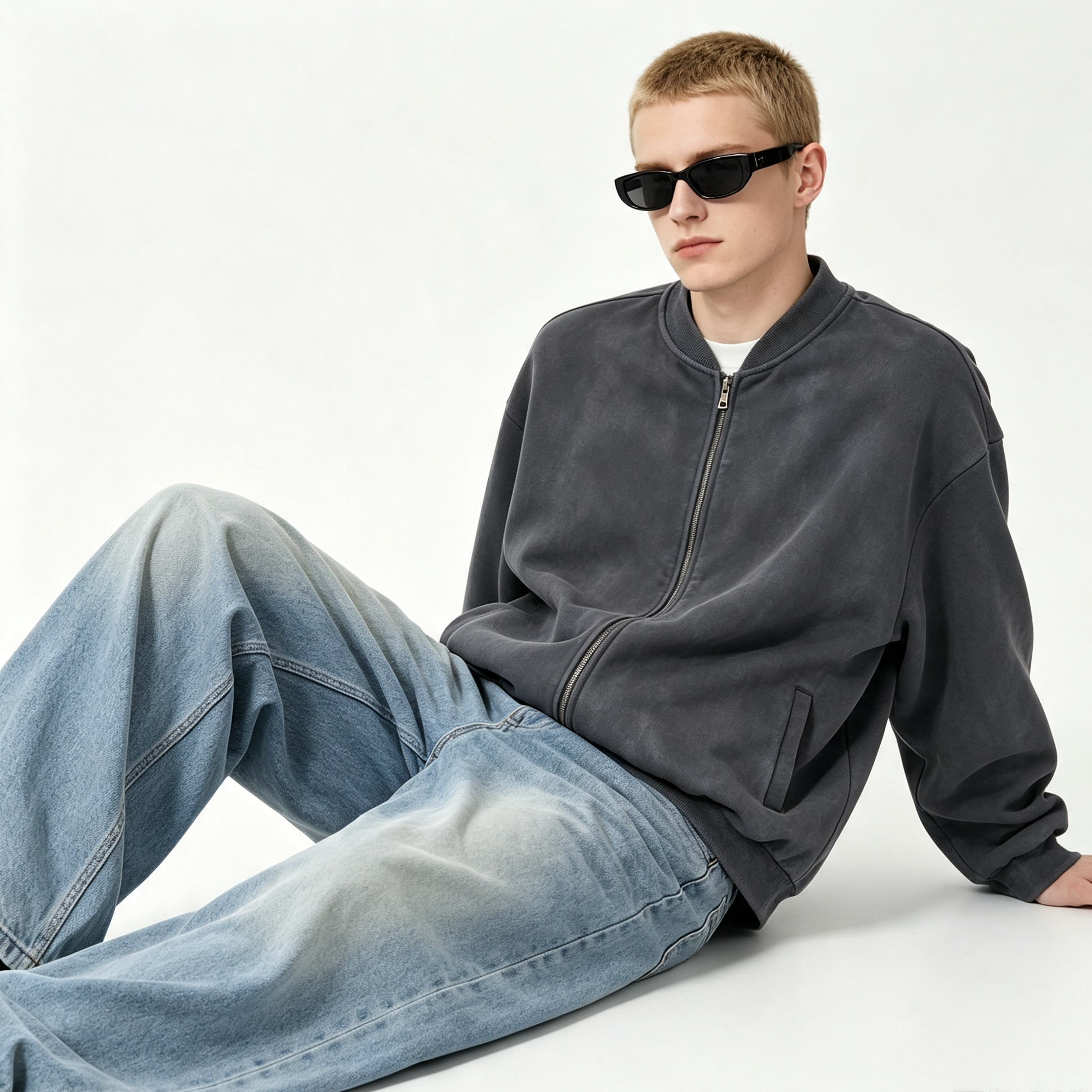 Light Wash Men's Jeans Straight Baggy Light Wash Jeans Wide Leg