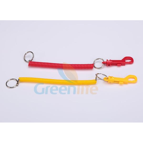 EVA Material Red Yellow Coil Keychain With Clip , Swivel Spring Stretchy Key