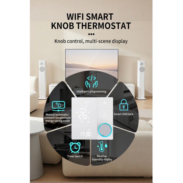 WiFi Knob Thermostat: Voice/App/Weekly Program, Child Lock, 16A