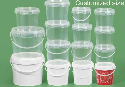 500ml 1L 2L 3L 4L 5L Factory Supply Handle Food Grade Packing Bucket Round White Clear Plastic Round Bucket With Lid